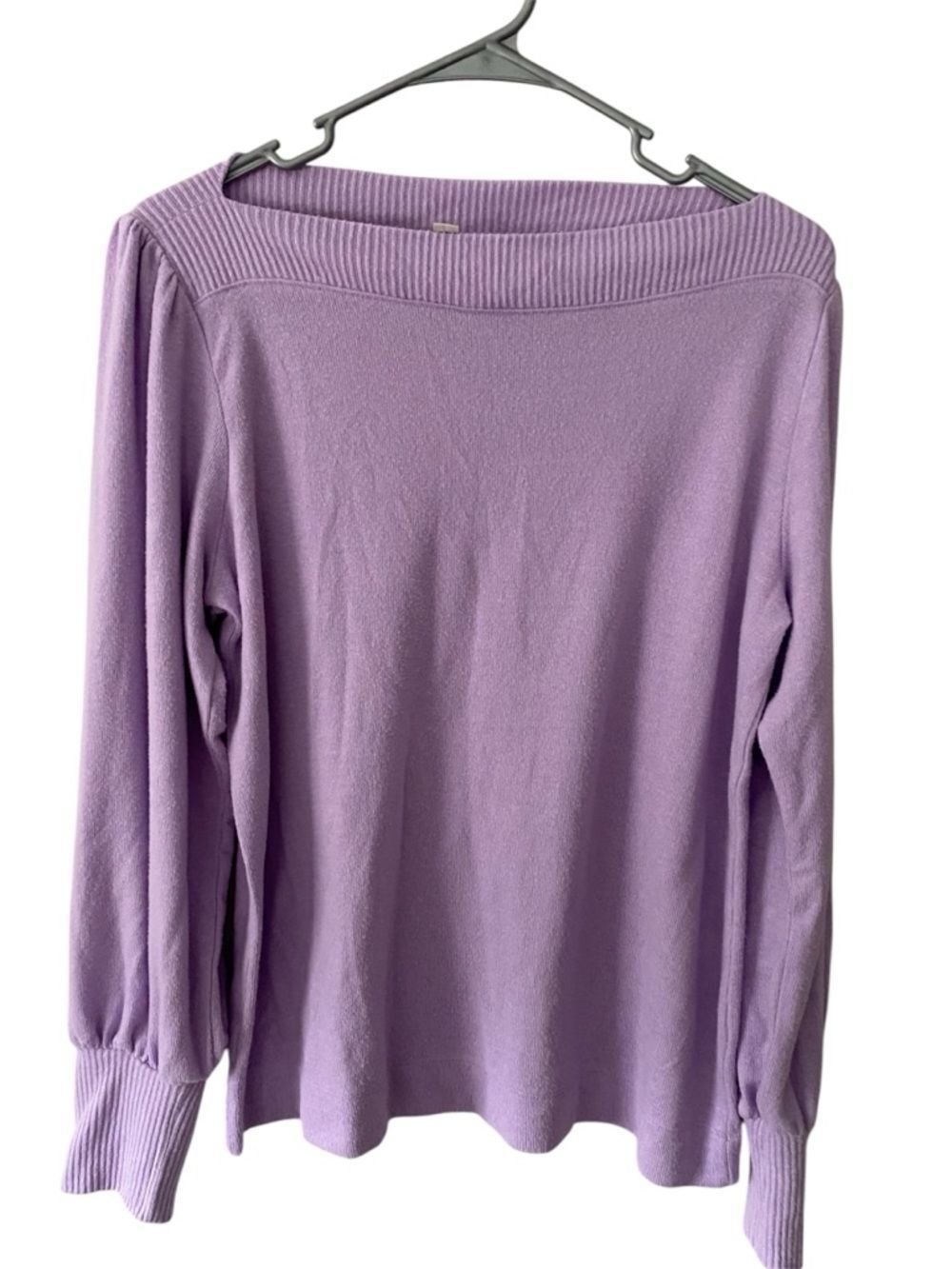 LOFT Lavender Wide‑Neck Sweater – Soft Knit – Long Sleeve – Size Large